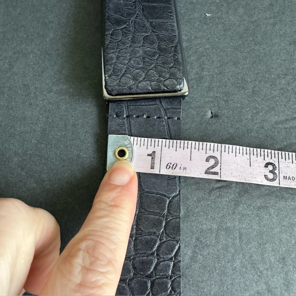 Vintage Alligator Embossed Leather Belt‎ Navy Blue Y2K Nine West Unisex S / M